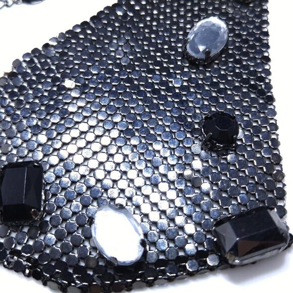 Chico's Gunmetal Gray Large Rhinestone Mesh Necklace, 19 Inches - Picture 6 of 8